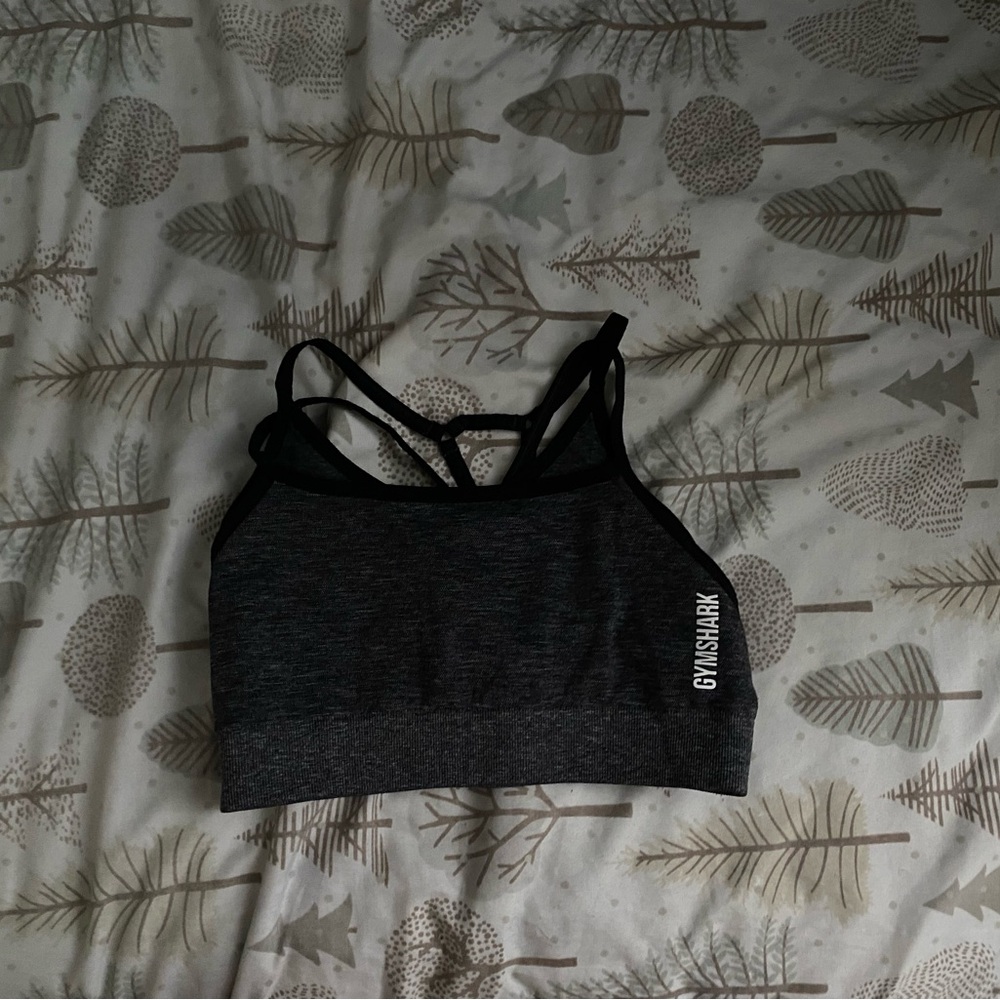 Gymshark Charcoal Heather Strappy Sports Bra